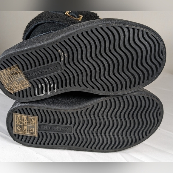 BURBERRY Girls Check Suede Leather Zip Black Winter Boots New W/O Tags Size 23 - Picture 7 of 9